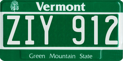 VT license plate ZIY912