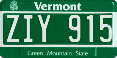 VT license plate ZIY915