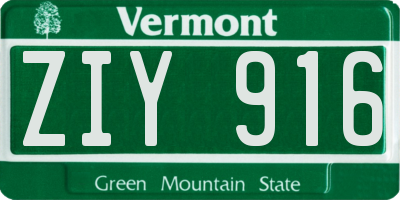 VT license plate ZIY916