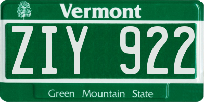 VT license plate ZIY922