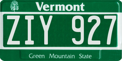 VT license plate ZIY927