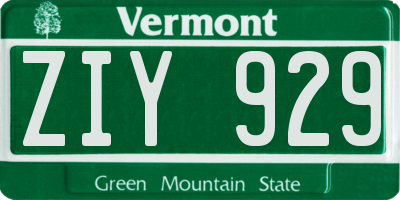 VT license plate ZIY929