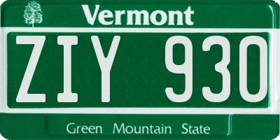 VT license plate ZIY930