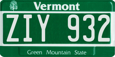 VT license plate ZIY932
