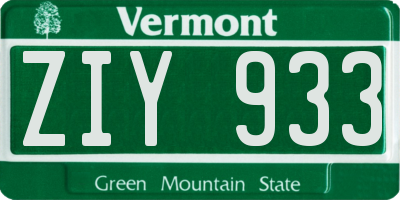 VT license plate ZIY933