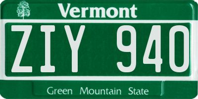 VT license plate ZIY940