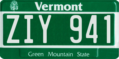 VT license plate ZIY941