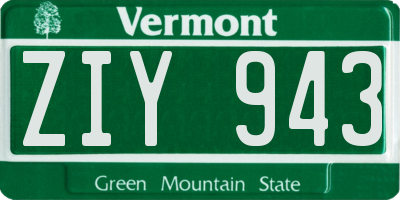 VT license plate ZIY943