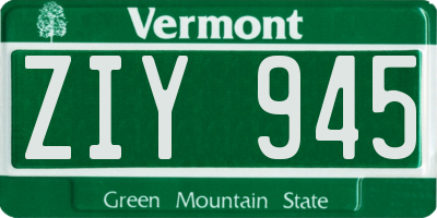 VT license plate ZIY945