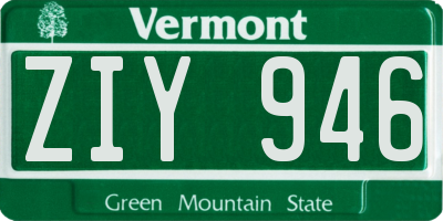VT license plate ZIY946