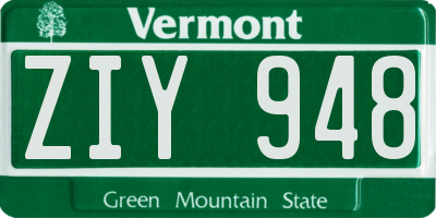 VT license plate ZIY948