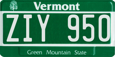 VT license plate ZIY950