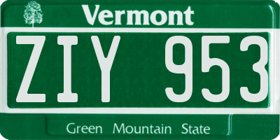 VT license plate ZIY953