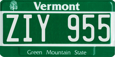 VT license plate ZIY955