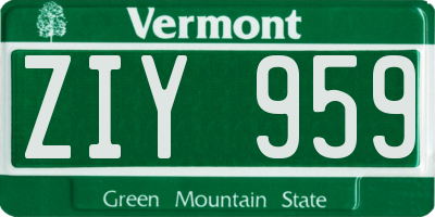 VT license plate ZIY959