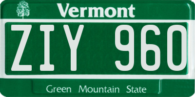 VT license plate ZIY960