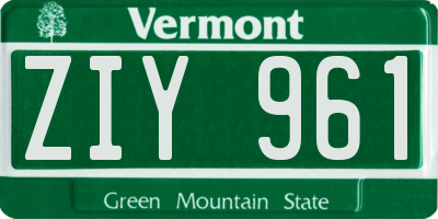 VT license plate ZIY961
