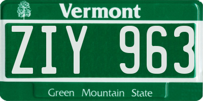 VT license plate ZIY963