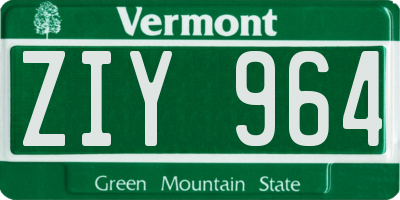 VT license plate ZIY964