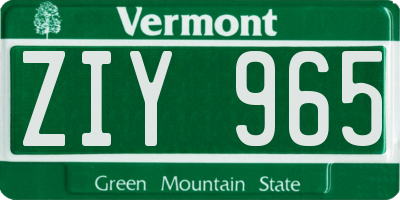 VT license plate ZIY965