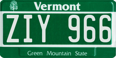 VT license plate ZIY966
