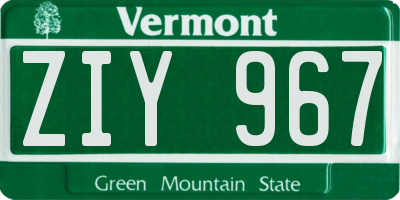 VT license plate ZIY967