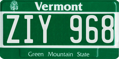VT license plate ZIY968