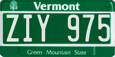 VT license plate ZIY975