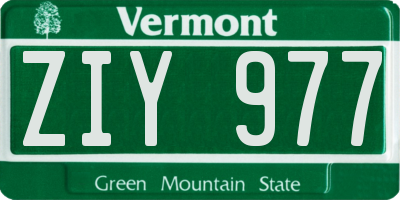 VT license plate ZIY977