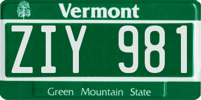 VT license plate ZIY981