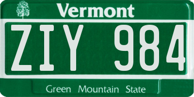 VT license plate ZIY984