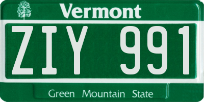 VT license plate ZIY991
