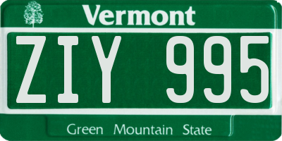 VT license plate ZIY995