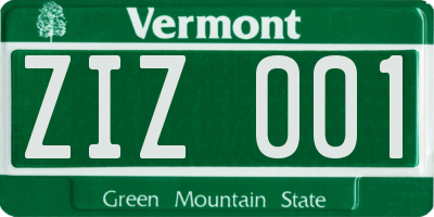 VT license plate ZIZ001