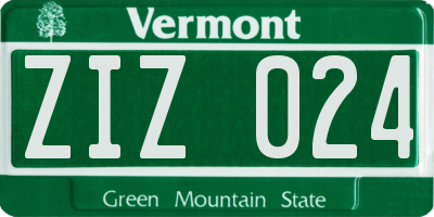 VT license plate ZIZ024