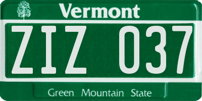 VT license plate ZIZ037