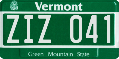 VT license plate ZIZ041