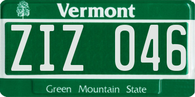 VT license plate ZIZ046