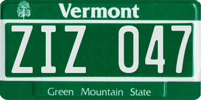 VT license plate ZIZ047