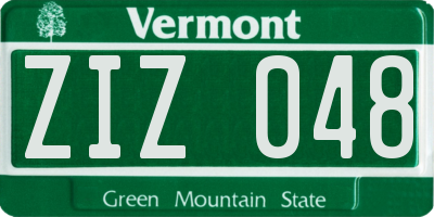 VT license plate ZIZ048