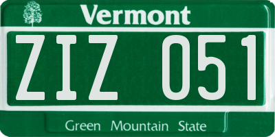 VT license plate ZIZ051
