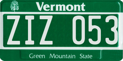 VT license plate ZIZ053