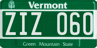 VT license plate ZIZ060