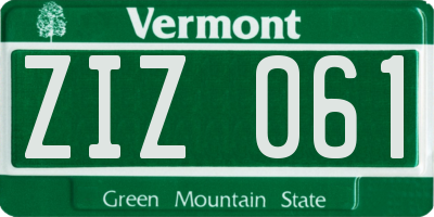 VT license plate ZIZ061