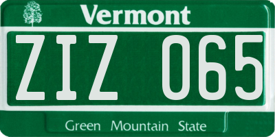 VT license plate ZIZ065