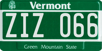 VT license plate ZIZ066
