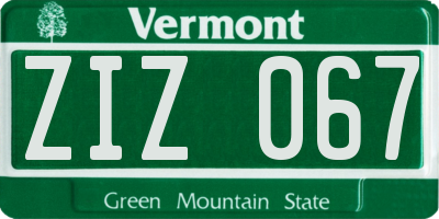 VT license plate ZIZ067