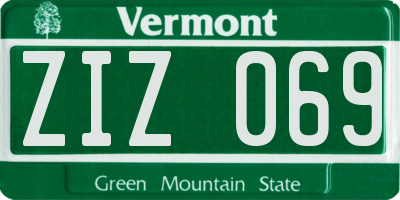 VT license plate ZIZ069
