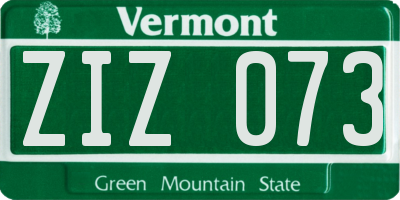 VT license plate ZIZ073