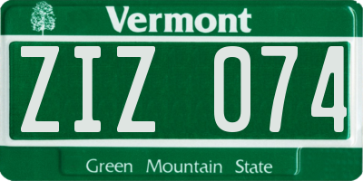 VT license plate ZIZ074